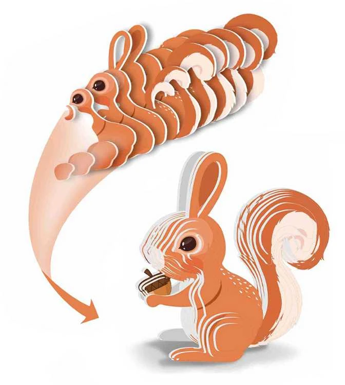 3D kartoninė dėlionė – voverė, 35 d.