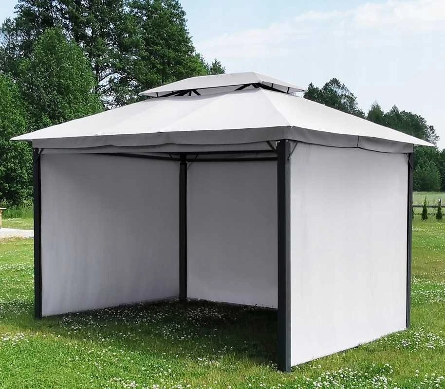 4-ių sienelių sodo pavėsinė Ontaria, 3x4x2,65 m, šviesiai pilka