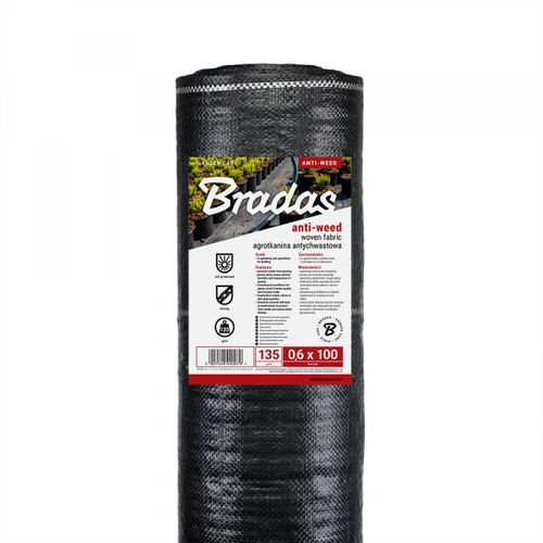 Agroplėvelė nuo piktžolių Bradas, 135 g/m², 0.6 x 100 m, juoda