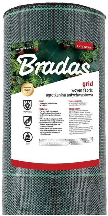 Agroplėvelė nuo piktžolių Bradas GRID 25 cm, 130 g, 0,6 x 50 m, žalias