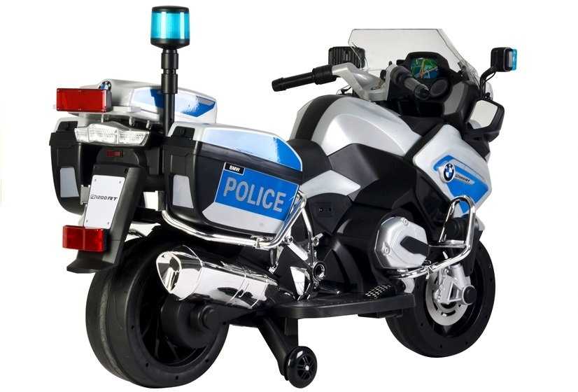 Akumuliatorinis motociklas vaikams BMW R1200 Police, sidabrinis