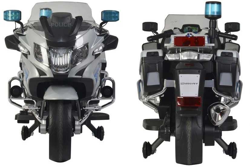 Akumuliatorinis motociklas vaikams BMW R1200 Police, sidabrinis