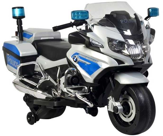Akumuliatorinis motociklas vaikams BMW R1200 Police, sidabrinis