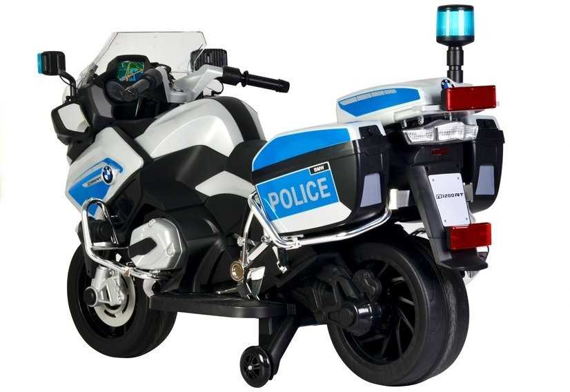 Akumuliatorinis motociklas vaikams BMW R1200 Police, sidabrinis