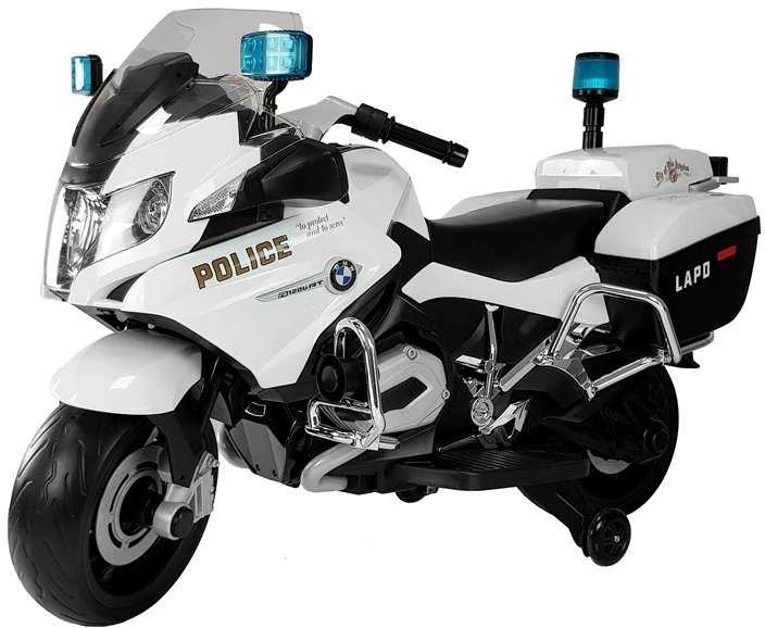 Akumuliatorinis motociklas vaikams BMW R1200 Police, baltas