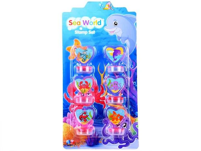 Antspaudų rinkinys Jūros gyvūnai, 6 vnt., rožinis