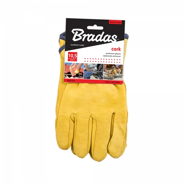 Apsauginės darbo pirštinės Bradas CORK, odinės, 10,5 dydis, 6 vnt.