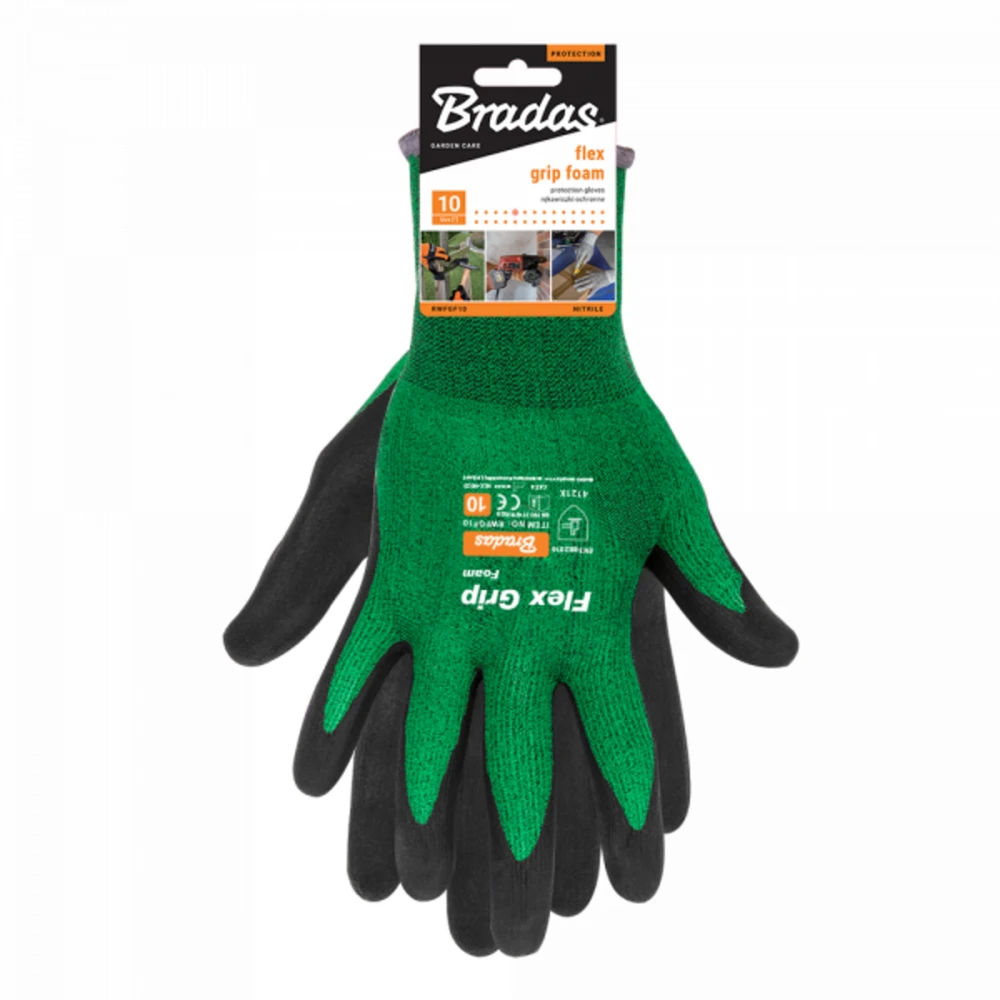 Apsauginės darbo pirštinės Bradas FLEX GRIP FOAM, 10 dydis, 6 vnt.