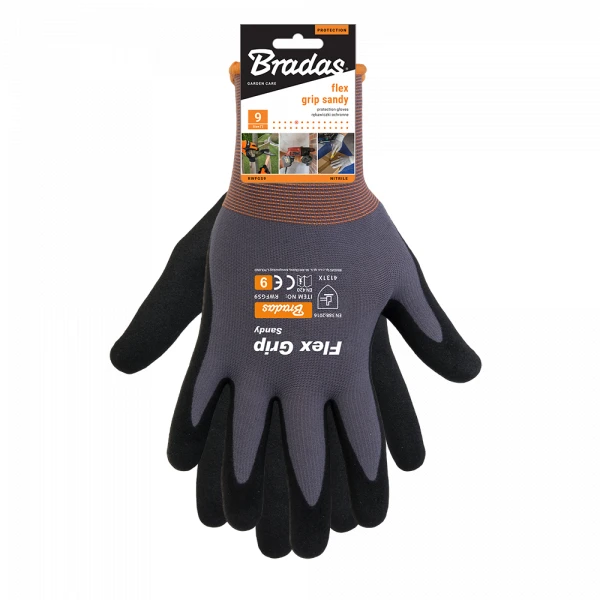 Apsauginės darbo pirštinės Bradas FLEX GRIP SANDY, 10 dydis, 6 vnt.