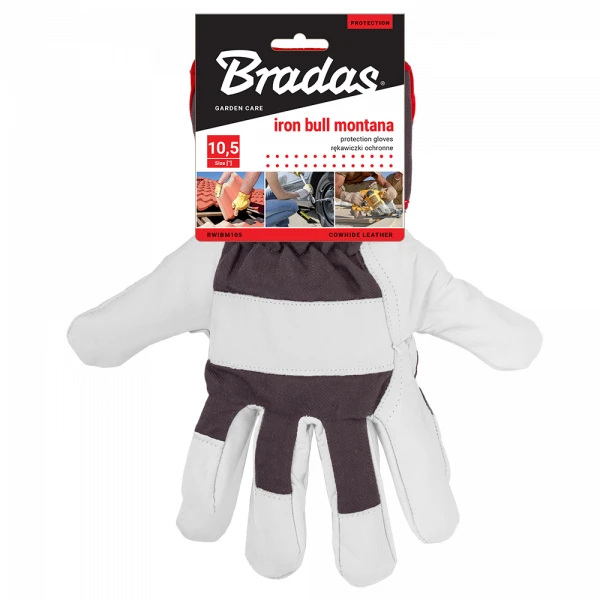 Apsauginės darbo pirštinės Bradas IRON BULL MONTANA, odinės, 10,5 dydis, 6 vnt.