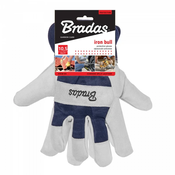 Apsauginės darbo pirštinės Bradas IRON BULL, odinės, 10,5 dydis, 6 vnt.