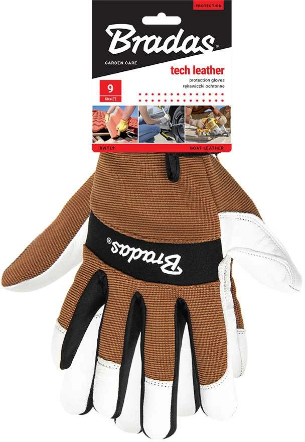 Apsauginės darbo pirštinės Bradas Tech Leather, odinės, 9 dydis, 6 vnt.