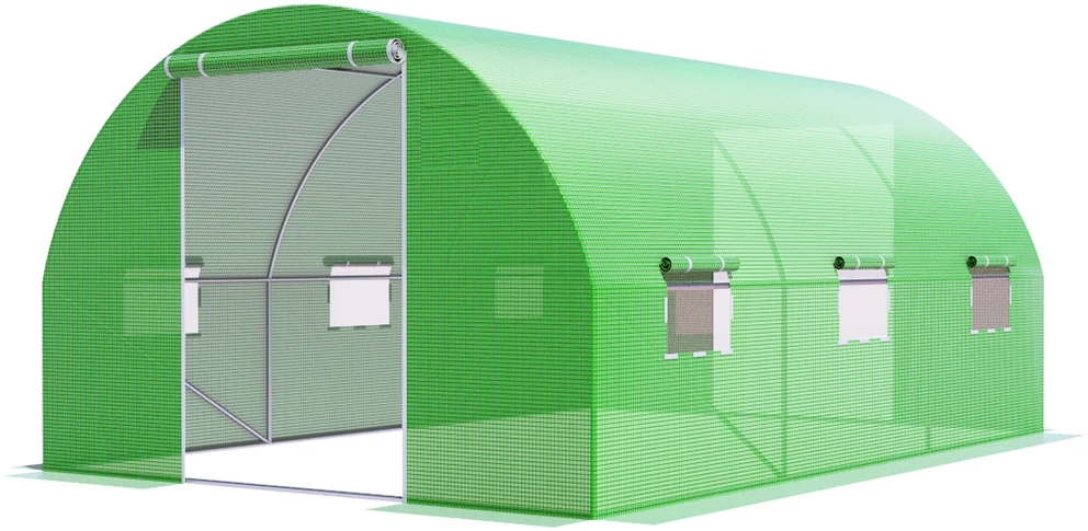 Arkinis šiltnamis su orlaidėmis 3x4.5 (13.5m2), dvigubos durys, žalias
