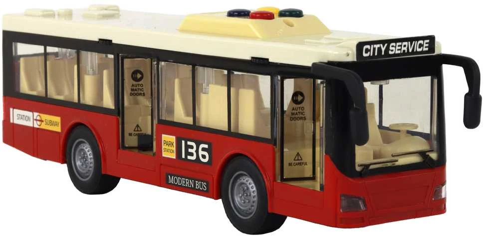 Autobusas su garsais ir šviesom, raudonas