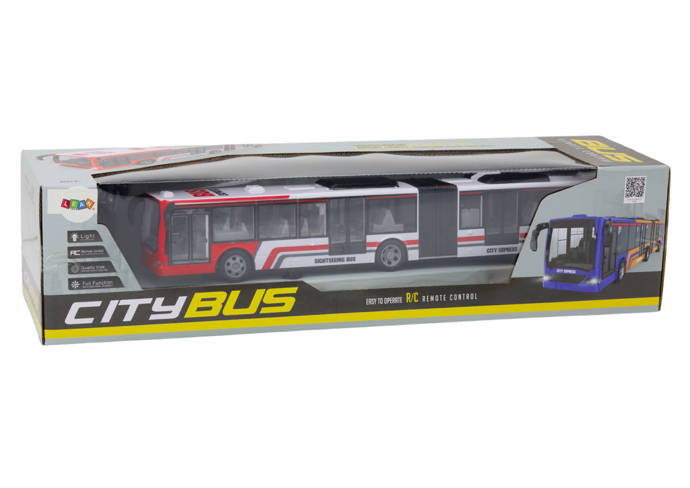 Lean Toys Autobusas su nuotolinio valdymo pultu, raudonas/baltas