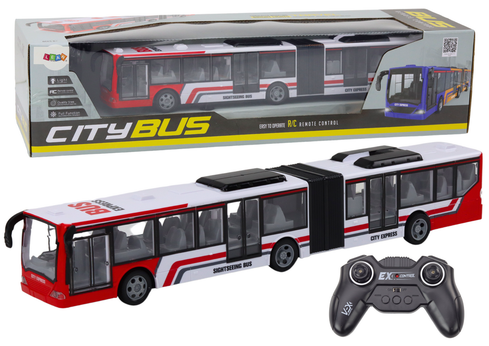 Lean Toys Autobusas su nuotolinio valdymo pultu, raudonas/baltas