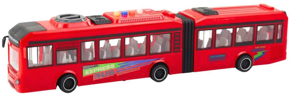 Autobusas su šviesos ir garso efektais, 1:16, raudonas