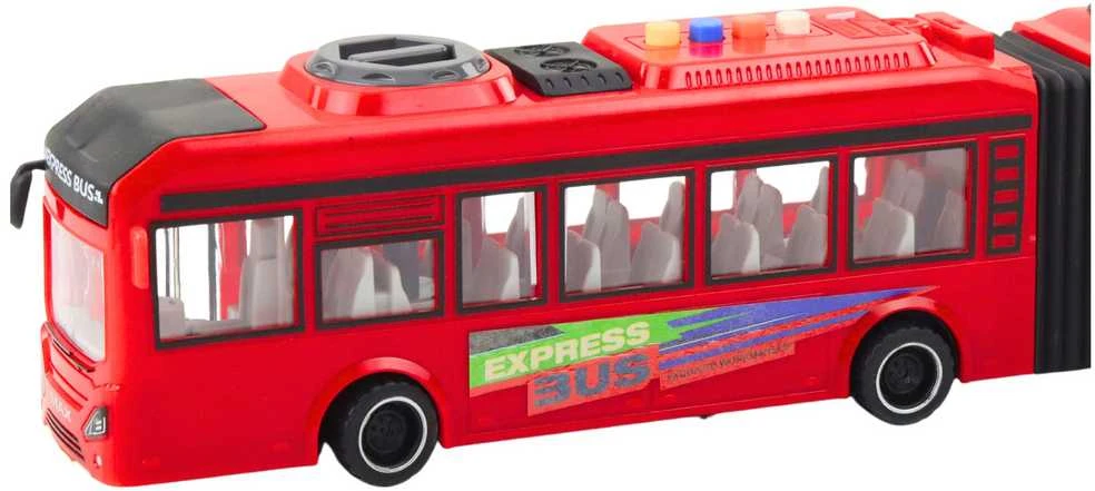 Autobusas su šviesos ir garso efektais, 1:16, raudonas