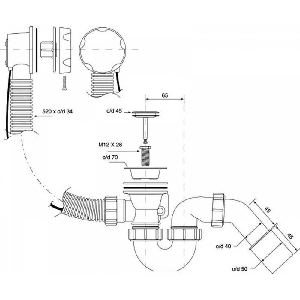 Automatinis vonios sifonas McAlpine