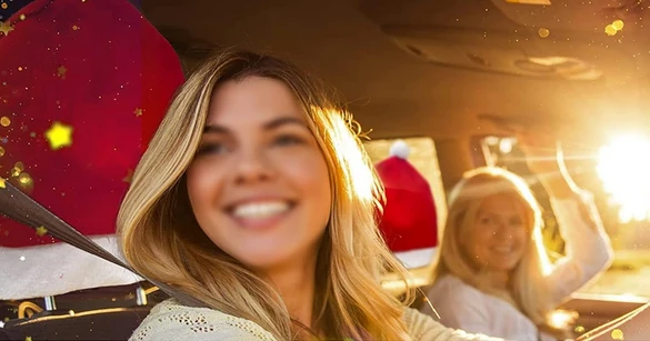 Automobilio galvos atramų užvalkalai - Kalėdų Senelio kepurės, 4 vnt.