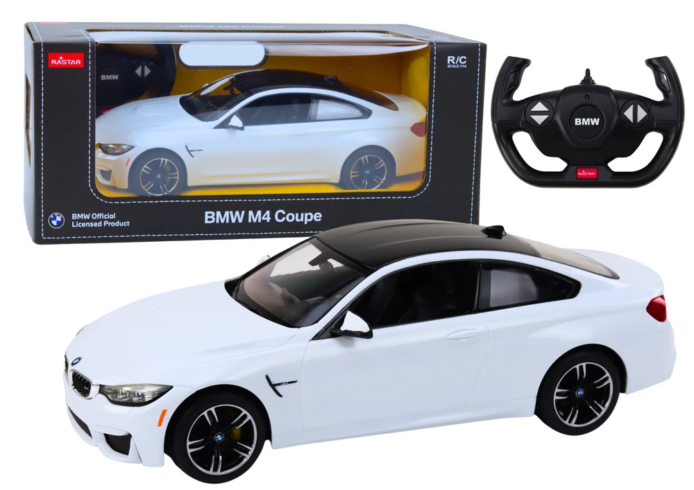 Automobilis BMW M4 Copue 1:14 su nuotolinio valdymo pultu, baltas