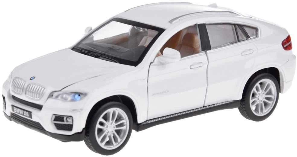 Automobilis BMW X6 su garso ir šviesos efektais, baltas