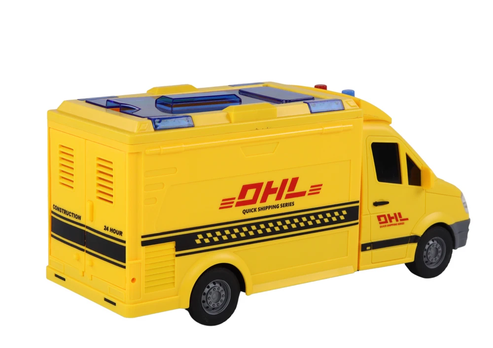 Automobilis DHL su garsais ir šviesom, geltonas