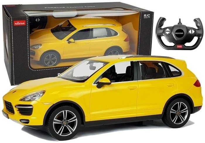 Automobilis Porsche Cayenne Rastar su nuotolinio valdymo pultu, geltonas