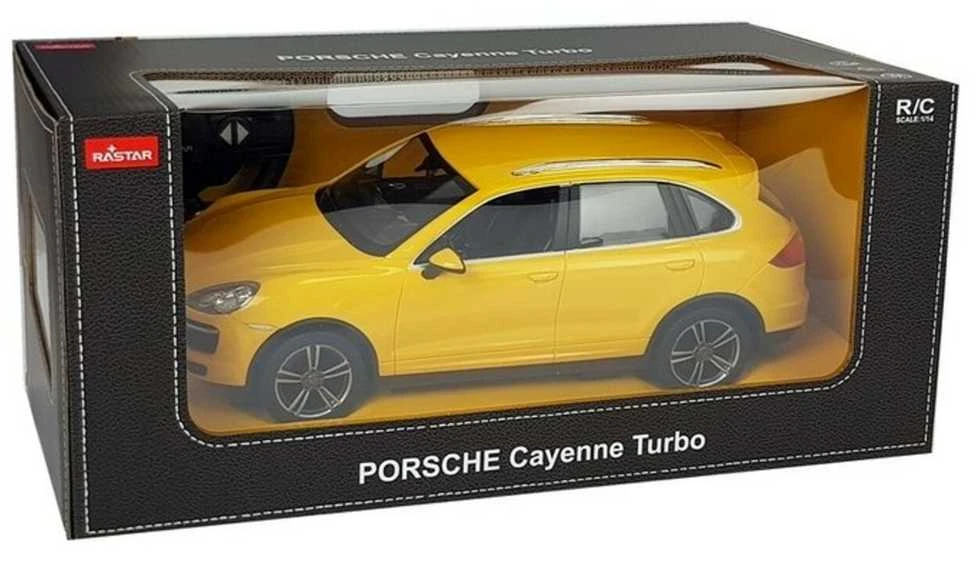 Automobilis Porsche Cayenne Rastar su nuotolinio valdymo pultu, geltonas