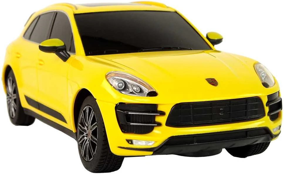 Automobilis Porsche Macan Turbo su nuotolinio valdymo pultu, geltonas