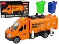 Automobilis šiukšliavežis su garso efektais, oranžinis