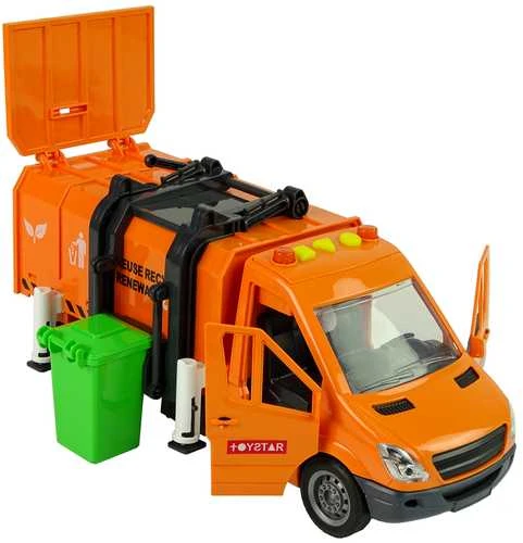 Automobilis šiukšliavežis su garso efektais, oranžinis