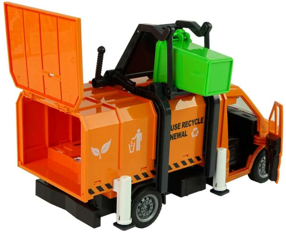Automobilis šiukšliavežis su garso efektais, oranžinis