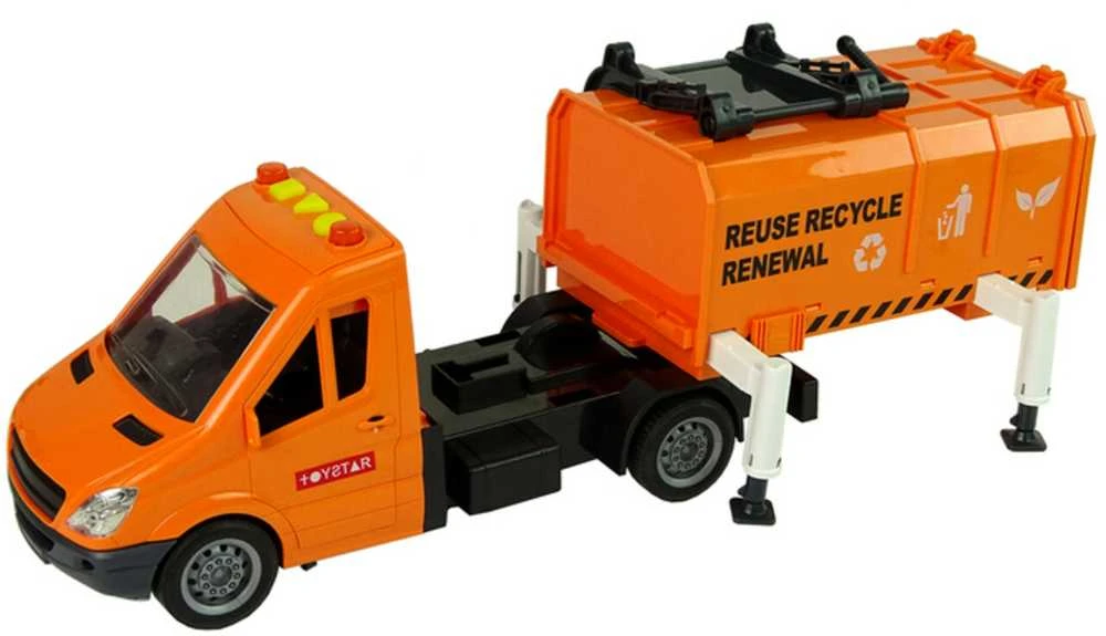 Automobilis šiukšliavežis su garso efektais, oranžinis