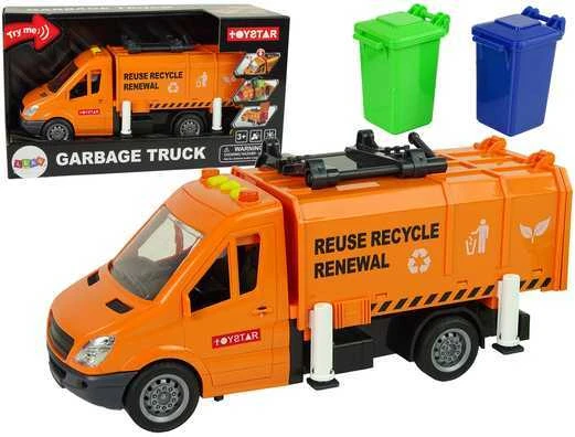 Automobilis šiukšliavežis su garso efektais, oranžinis