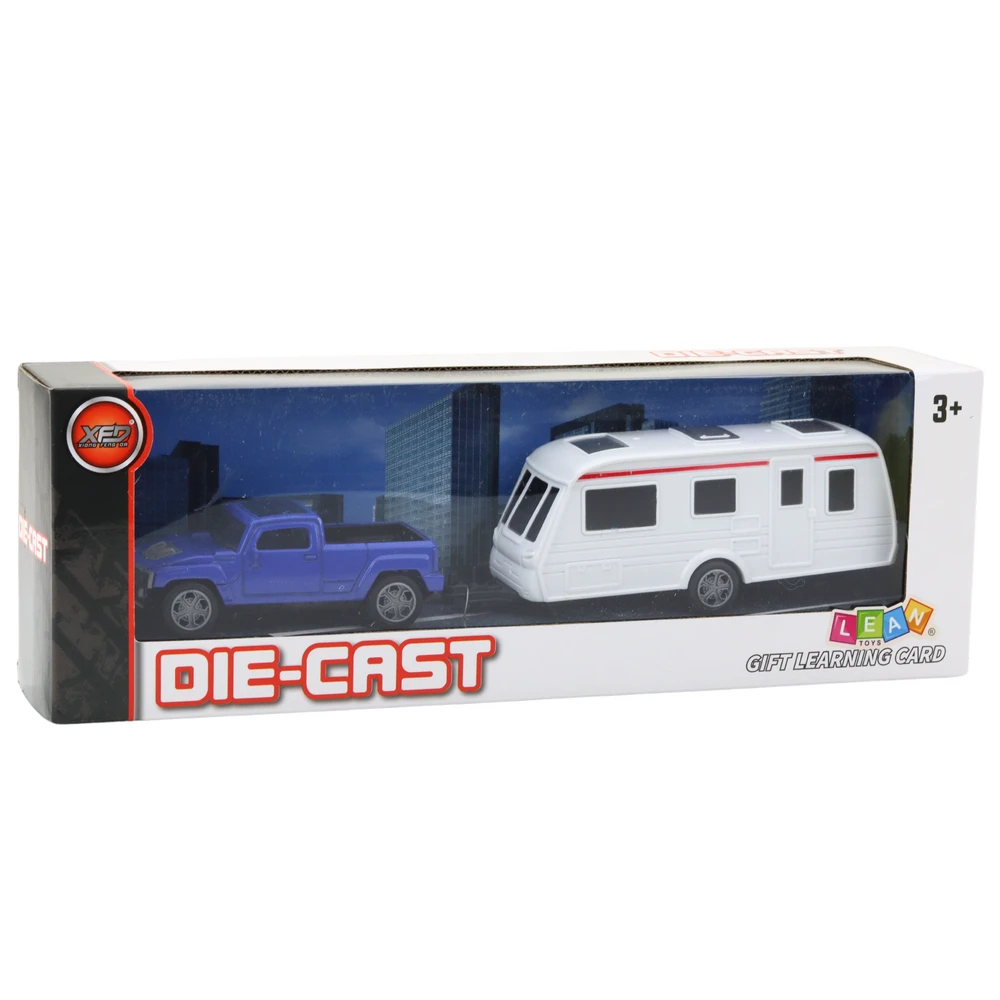 Automobilis su kemperiu Die-Cast, mėlynas