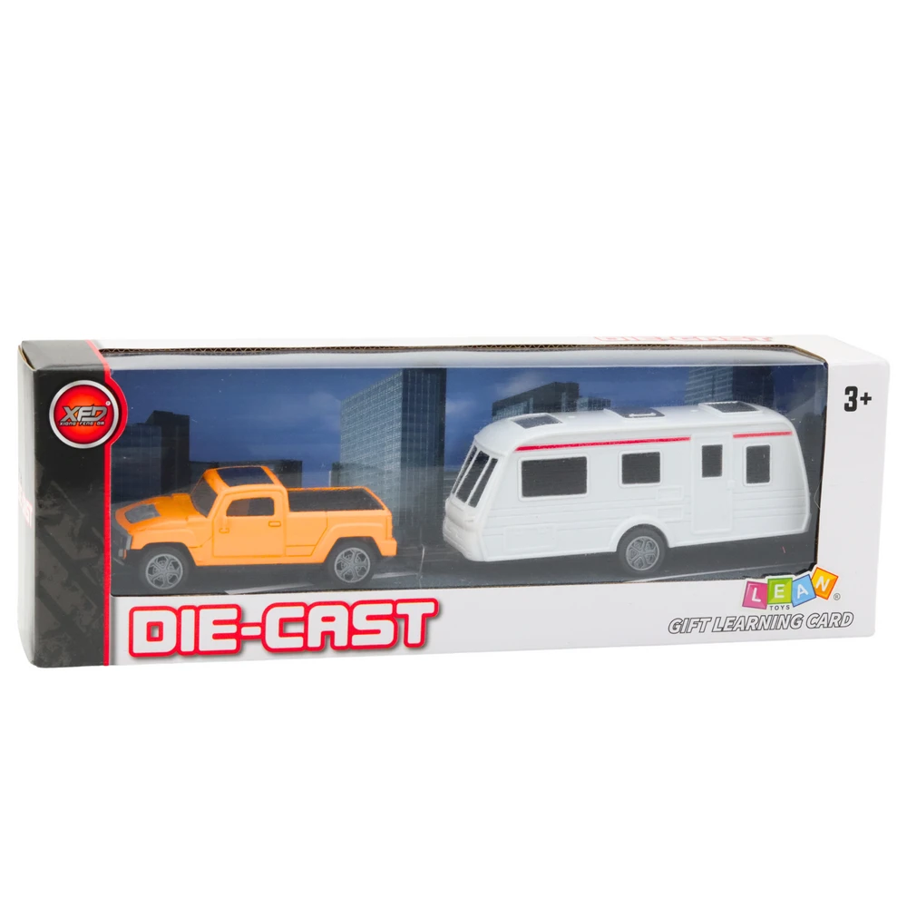 Automobilis su kemperiu Die-Cast, oranžinis