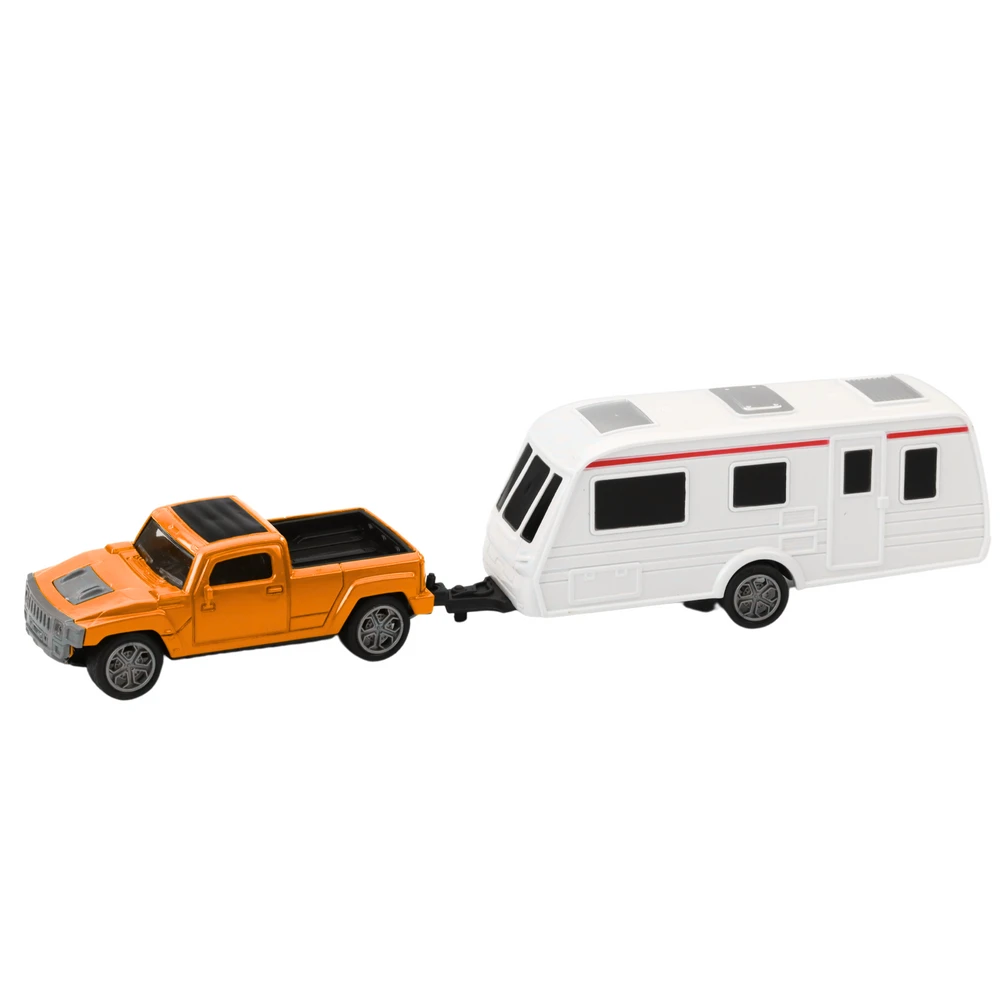 Automobilis su kemperiu Die-Cast, oranžinis