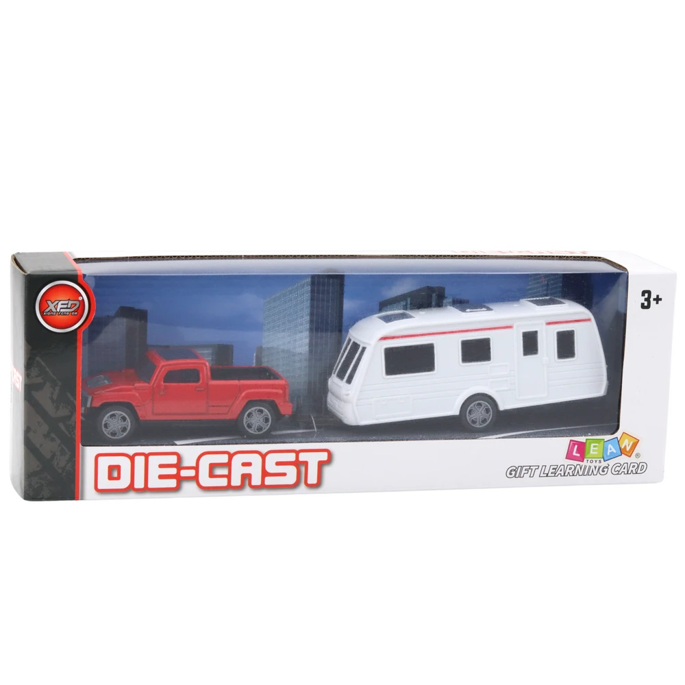 Automobilis su kemperiu Die-Cast, raudonas