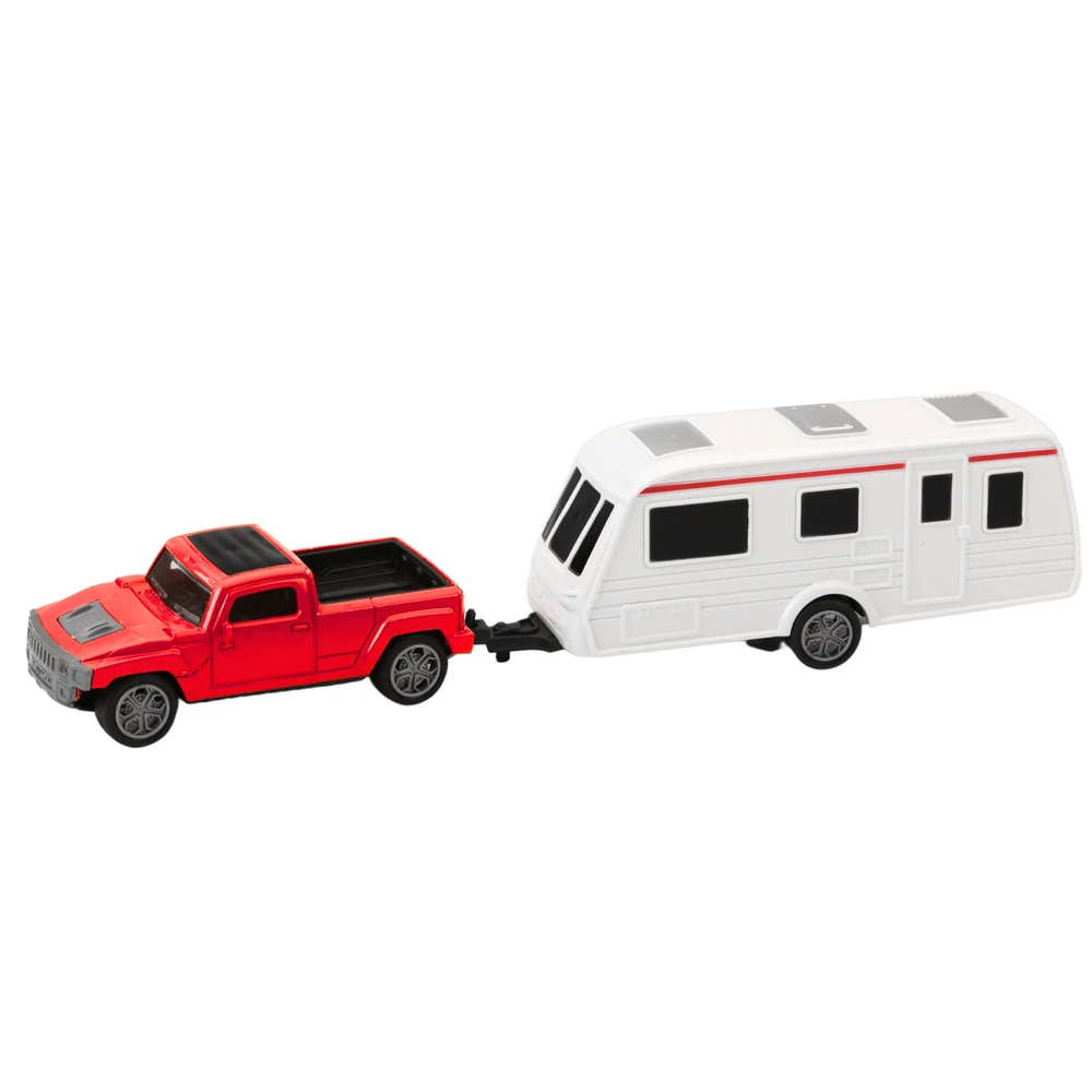 Automobilis su kemperiu Die-Cast, raudonas