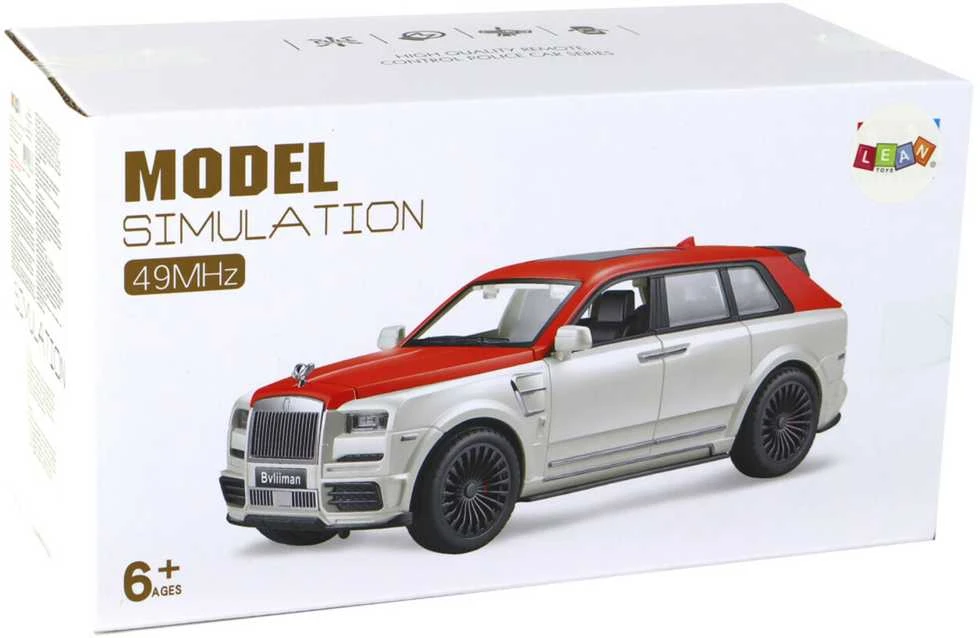 Automobilis su nuotolinio valdymo pultu, baltas/raudonas