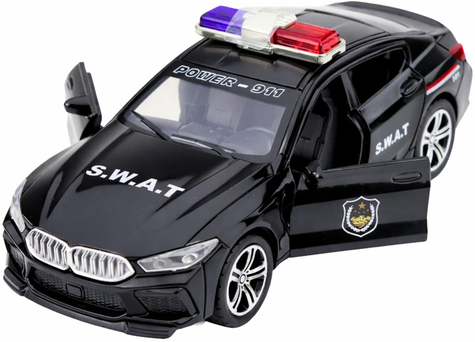 Automobilis S.W.A.T su garso ir šviesos efektais, juodas