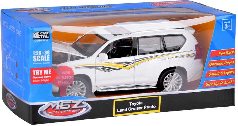 Automobilis TOYOTA LAND CRUISER PRADO su garso ir šviesos efektais, baltas