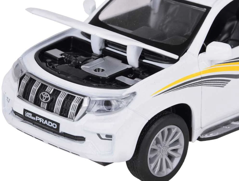 Automobilis TOYOTA LAND CRUISER PRADO su garso ir šviesos efektais, baltas