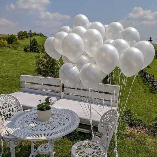 Balionų rinkinys, 100 vnt., perlinė balta