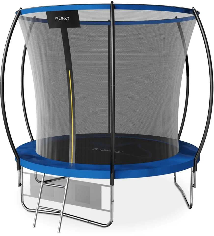 Batutas su tinklu ir kopėčiomis Fuunky PREMIUM 8FT, 244 cm, mėlynas