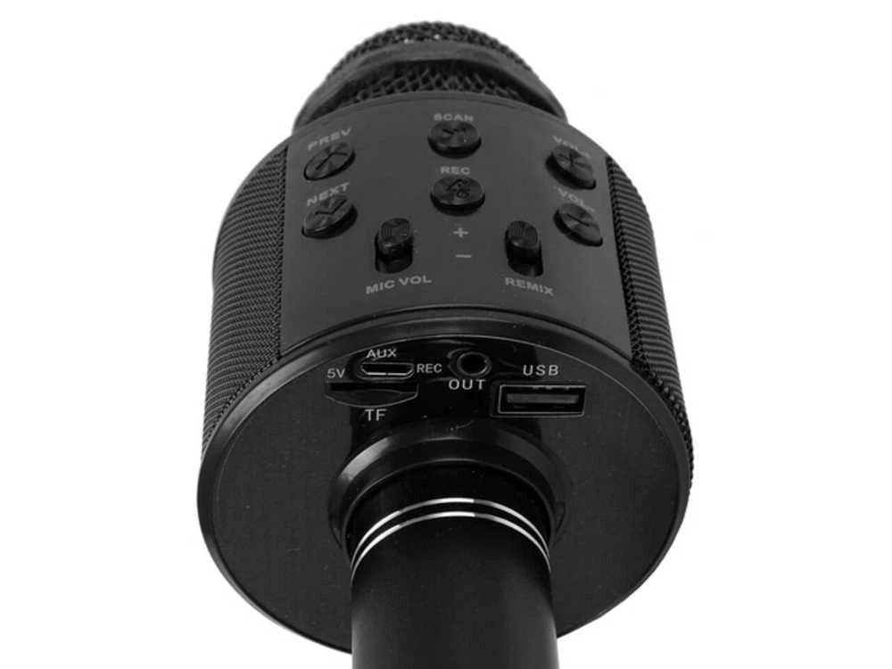 Belaidis karaoke mikrofonas su garsiakalbiais ir įrašymo funkcija WS-858, juodas