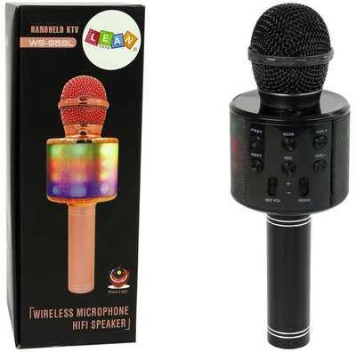 Belaidis karaoke mikrofonas su garsiakalbiais ir įrašymo funkcija WS-858, juodas