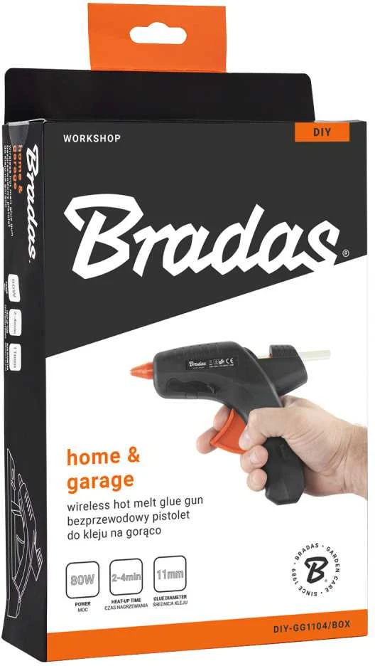 Belaidis karštų klijų pistoletas su stovu Bradas, 11 mm, 80W