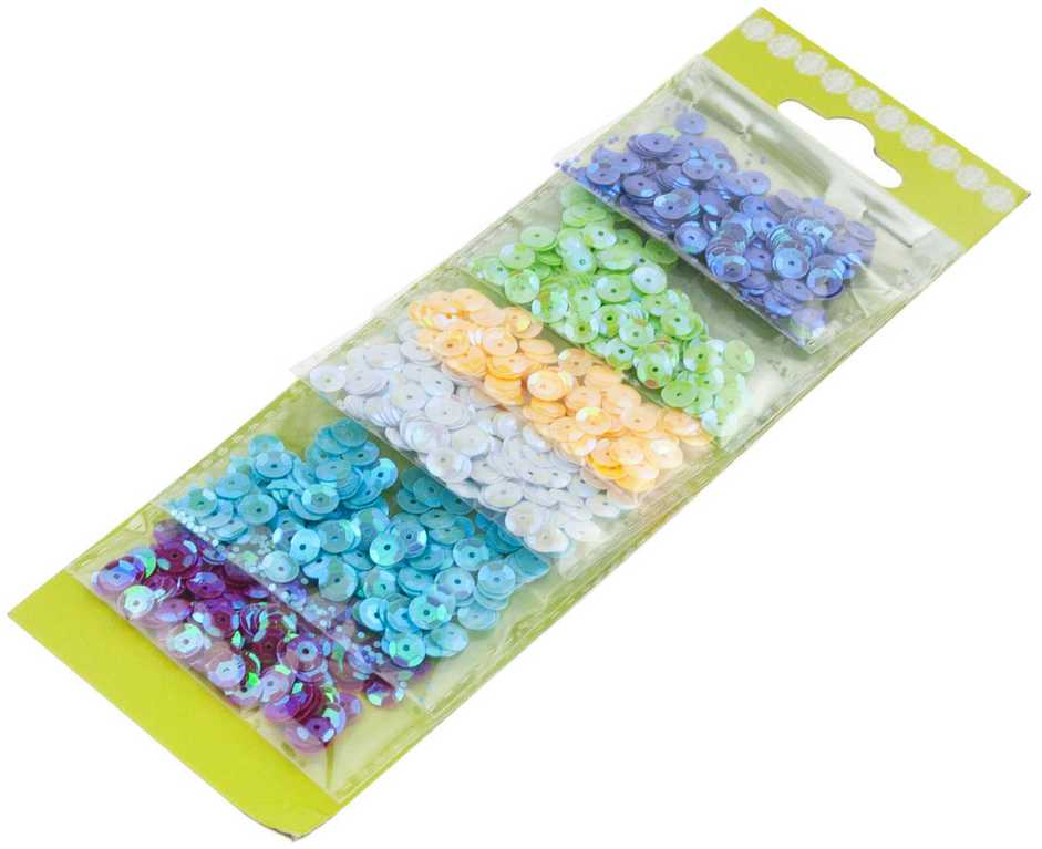 Blizgučiai žvyneliai dekoravimui, 6 mm, 6 spalvų (1 rinkinys)